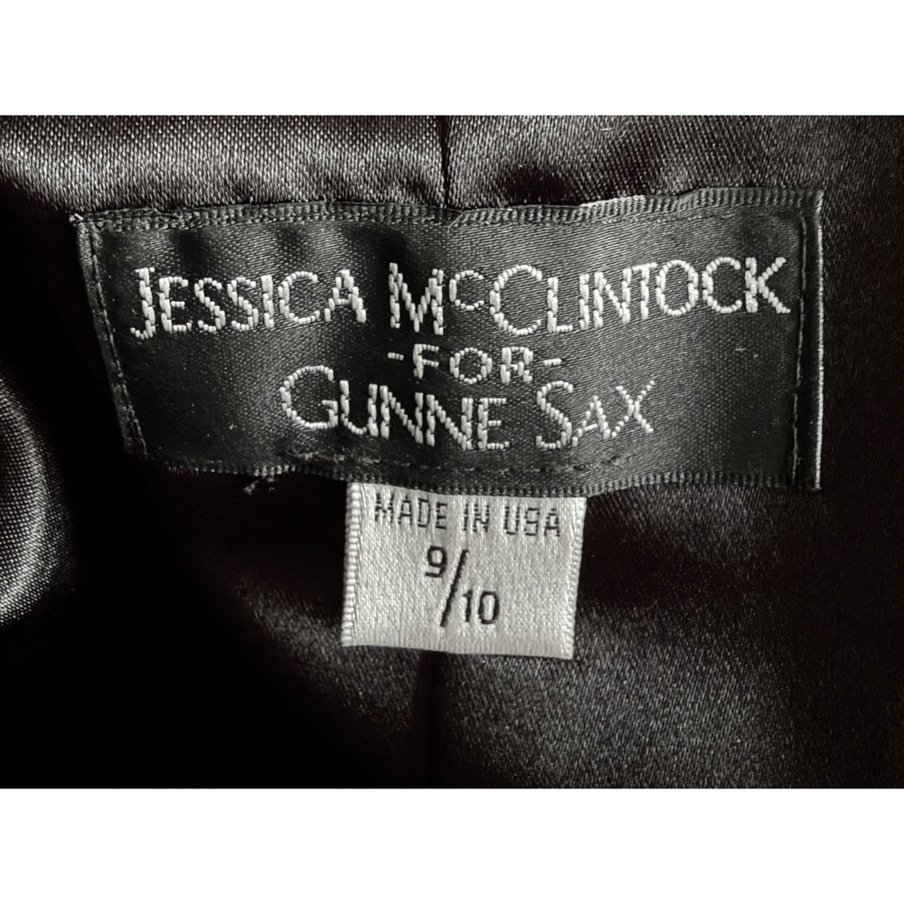 VTG 80s Jessica McClintock Gunne Sax Lace & Tull Gold Black Dress Party 9 / 10 - Picture 11 of 16